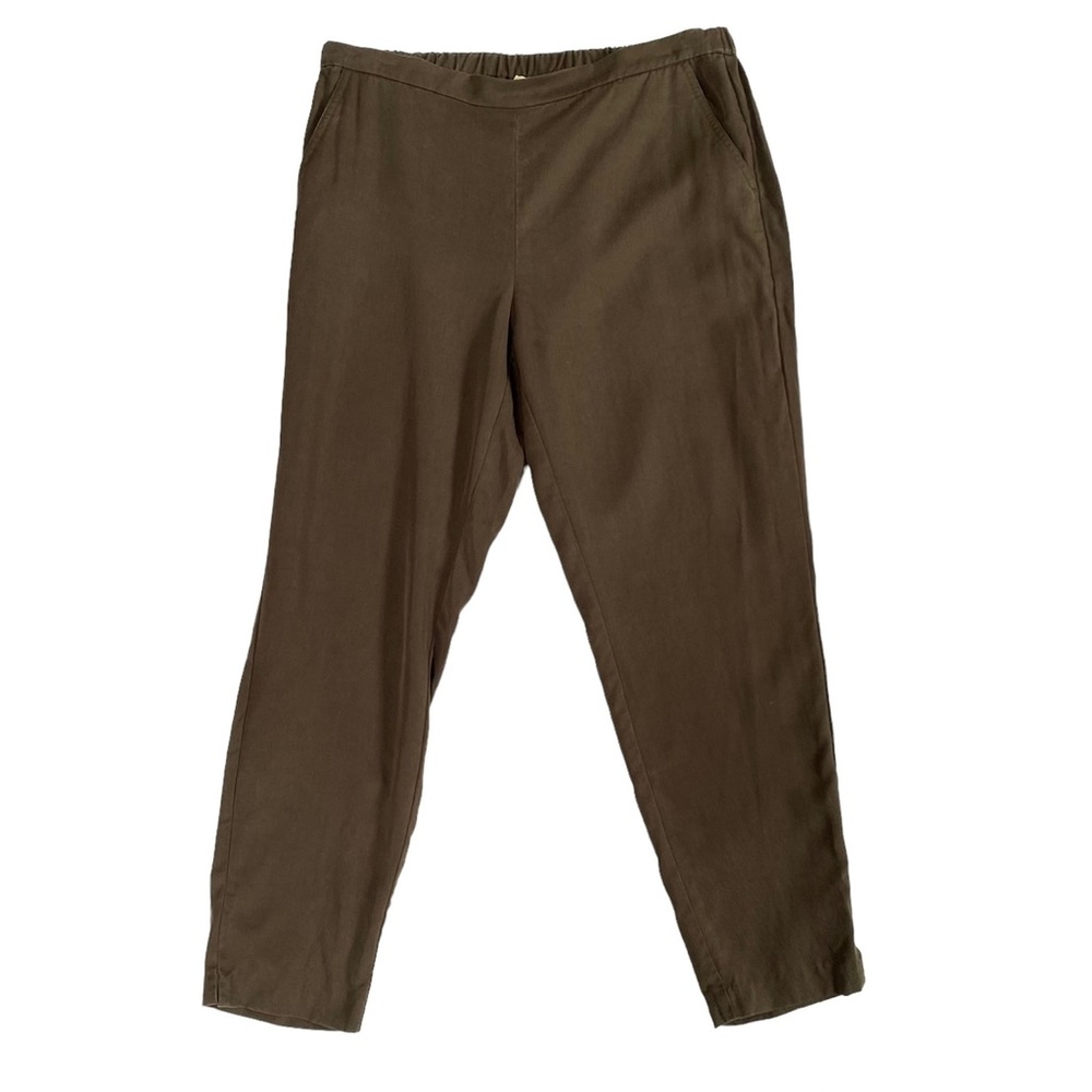 Eileen Fisher Tencel Tapered Leg Pockets Pants Olive S